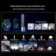 2025 10000Lums Dual Light Source Flashlight with Power Bank Function Built in Battery Camping Flash light with warning light