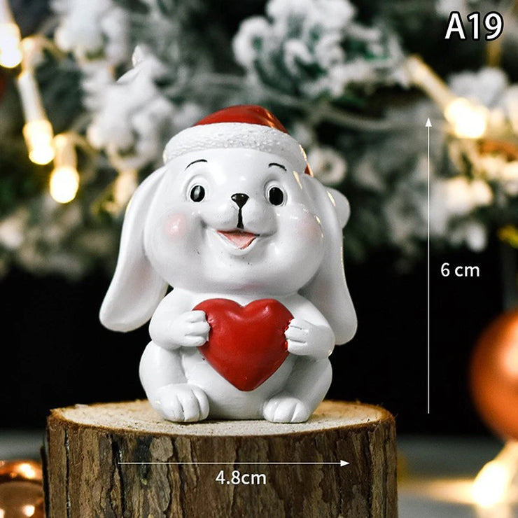 【MAX-22】Christmas Series Resin Animal Party Creative Mini Christma Tree Old Girl Kids Cute Gift Home Decoration Supplies Decor