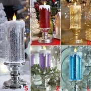 Christmas LED Candle Light Decorative Craft Night Lights Swirling Glitter Colorful Fantasy Crystal Night Lights Xmas Party Home